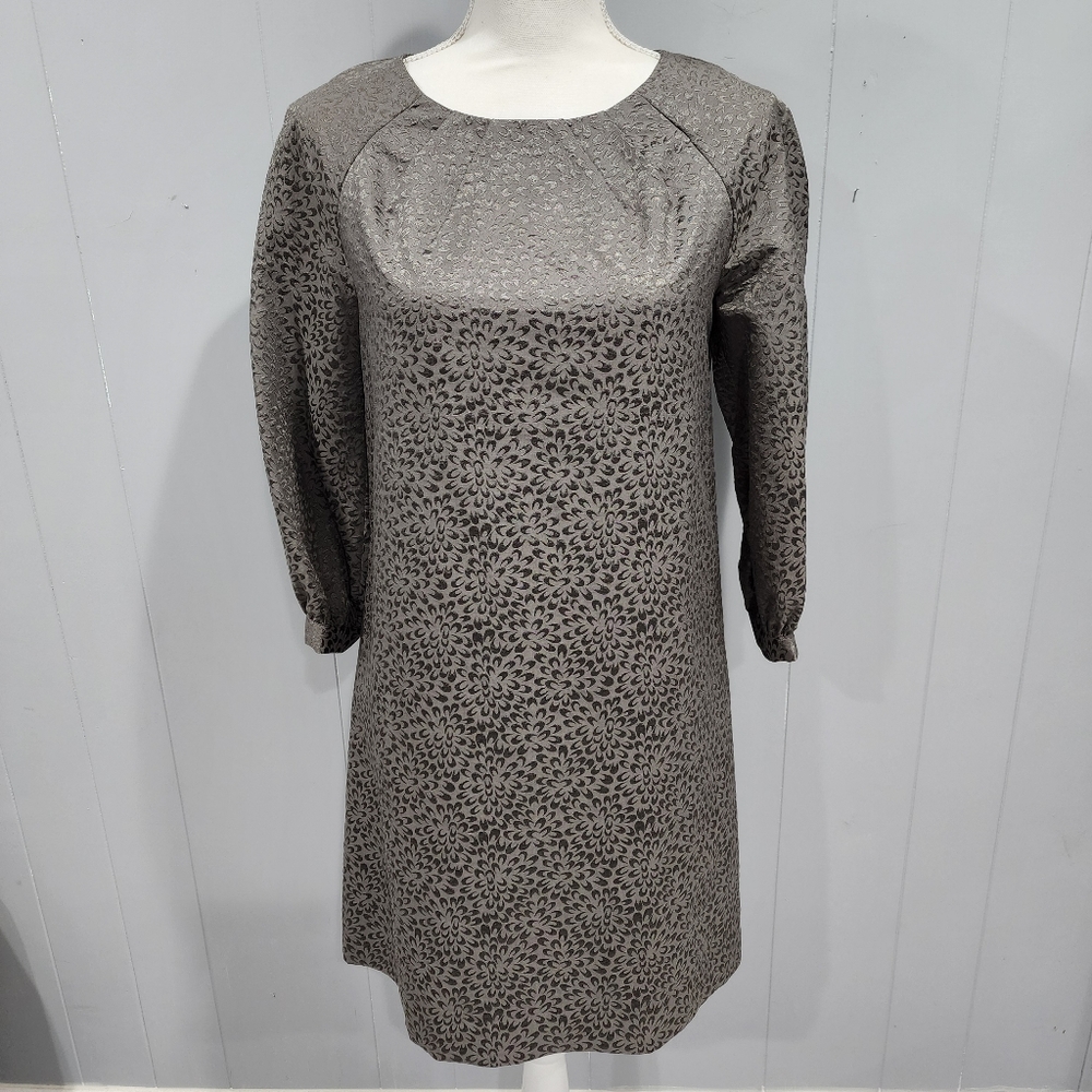 Juicy Couture Silk Jacquard Shift Dress, Pale Moonlight Grey -Size P